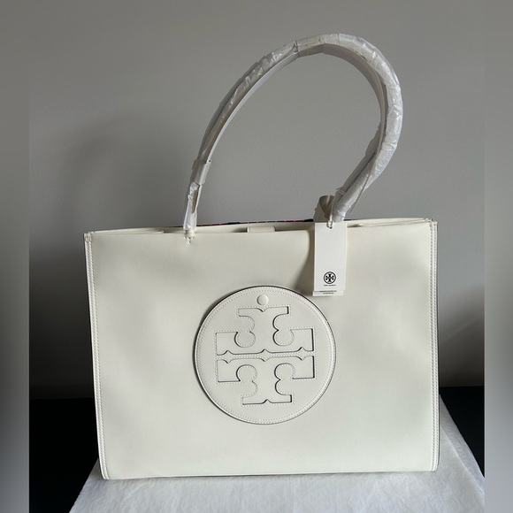 Tory Burch Eco Ella Tote Bag Warm White - Picture 1 of 12